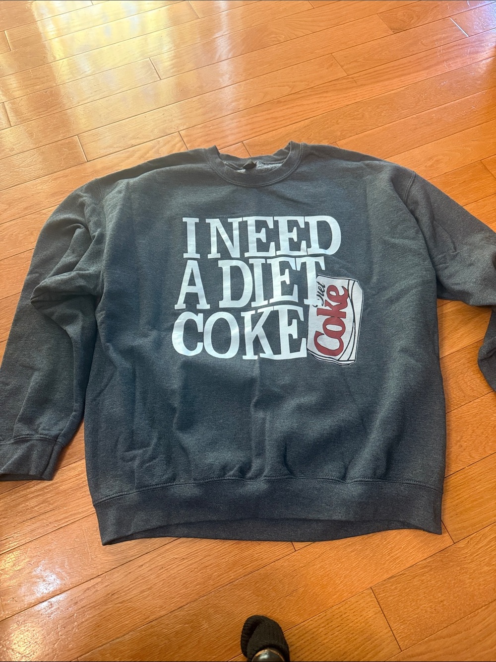 Gildan Charcoal Crewneck Sweatshirt with White & Red Graphic